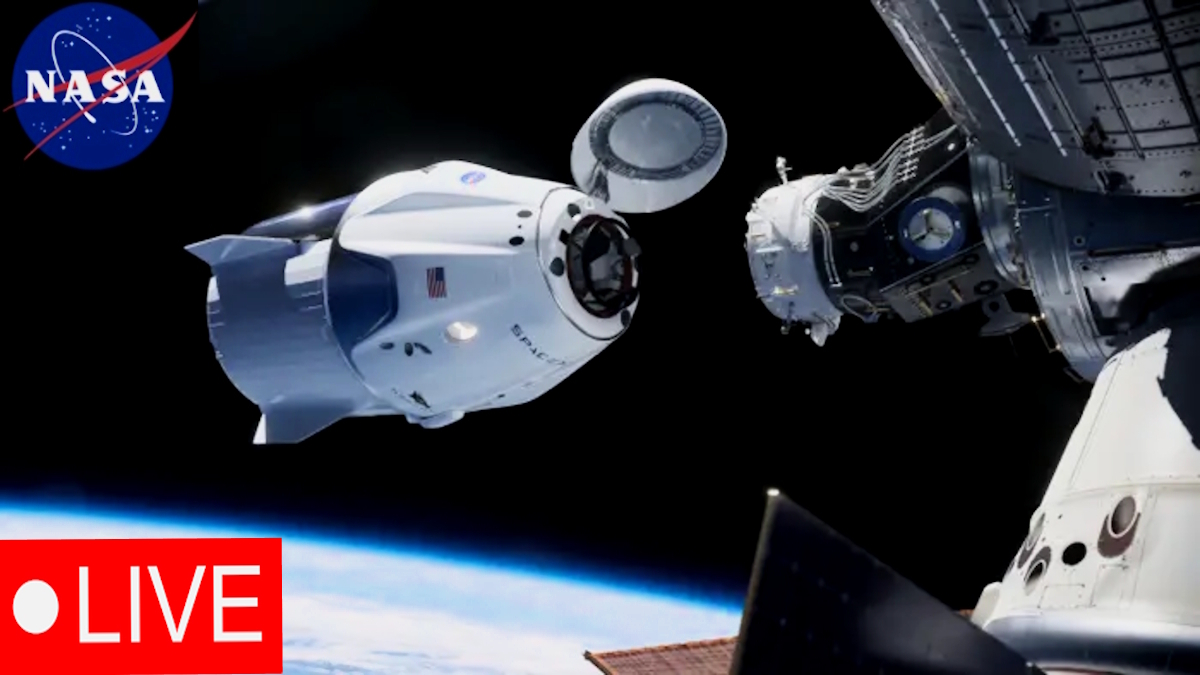 Live Stram of docking Maneuver Space X Dragon on ISS push the photo to get live at 14.02.2026 19:15 MEZ