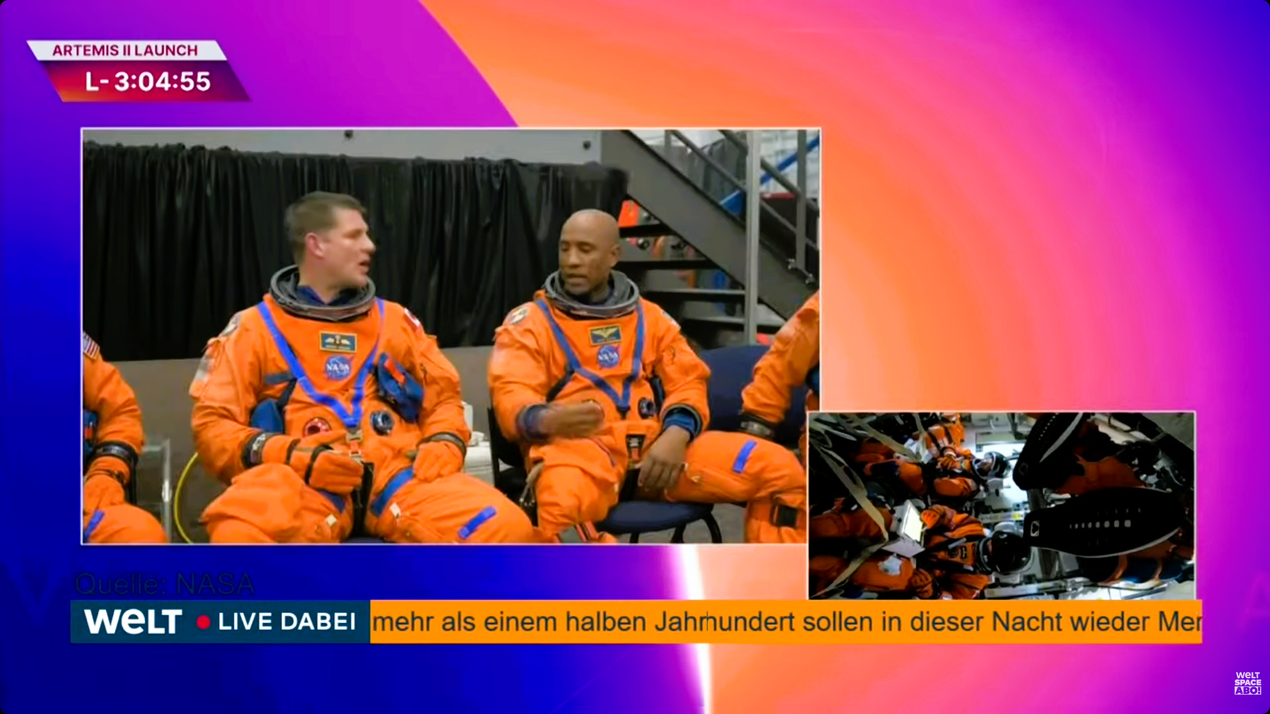 Live Stram of docking Maneuver Space X Dragon on ISS push the photo to get live at 14.02.2026 19:15 MEZ